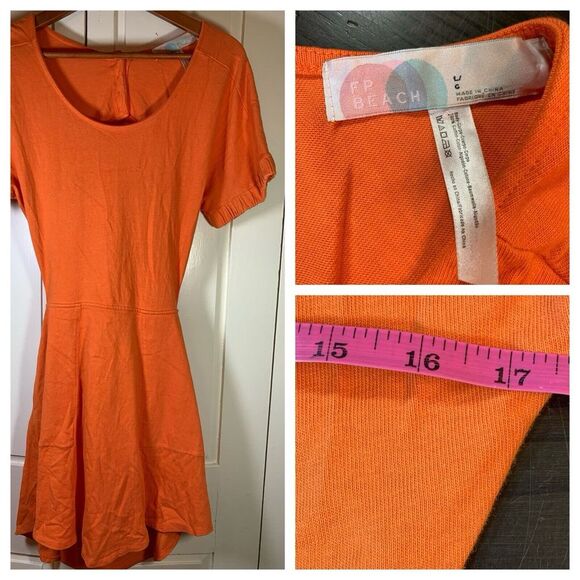 Free People Dresses & Skirts - Free People Beach Open Back‎ Mini Dress Size Large Festival Boho Coastal Orange